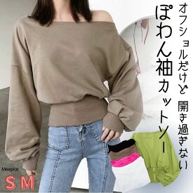 トップス ニット セーター プルオーバー チュニック 送料無料 個性的 秋服 冬服 長袖 二の腕カバー バルーン袖 ぽわん袖 ボリューム袖 袖あり ワンショルダー フレア セミフレア ファスナー バックスリット ウエスト ウエストゴム インスタ映え SNS 映え 体型カバー 華奢見え