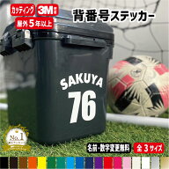 【小6枚/中4枚/大1枚】背番号風お名前ステッカー 【 好きな数字と文字に変更】カラー18色 カッティングス…