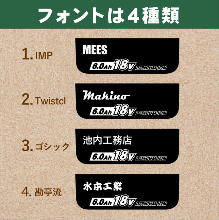 楽天市場】【文字変更無料!!】マキタ18V電動工具バッテリー用 ネーム 