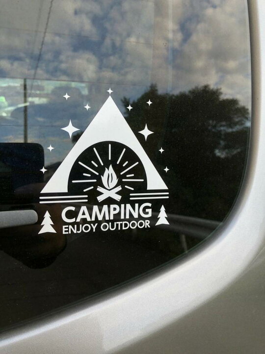 楽天市場 横10cm キャンピングテントカッティングステッカー Camping Tent Outdoor カラー18色 テント アウトドア 焚火 屋外用防水シール ステッカー 車 シール デカール キャンプ用品 キャンプステッカー 登山 バーベキュー q 抜き文字 メール便 送料