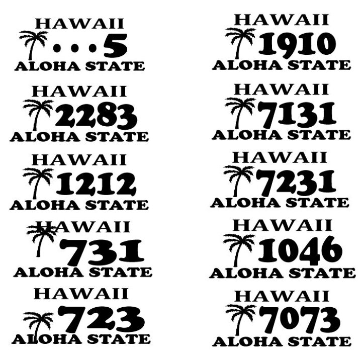 楽天市場 横27cm ハワイ アロハナンバープレートステッカー カラー7色 ステッカー 車 ハワイアン やしの木 ラグジュアリー 海外 カッティング 車用 カー用品 西海岸風デザイン シール カッティングシート かっこいい カッティングステッカー 数字変更無料 メール