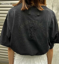 【即納】Drawstring embroidery T ROGER AND RAW ロジャー アンド ロウ 12312292 ドロストリングembroidery Tシャツ レディース トップス ドロスト 半袖 ショート丈 Mサイズ ゆったり 黒 ブラック ピグメント ROGER AND RAW Tシャツ