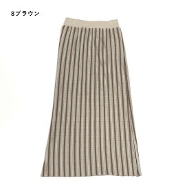 【SALE！40％OFF】Stripe knit skirt AgAwd アガウド 2318-330674 ストライプニットスカート レディース ブラウン ブラック AgAwd スカート