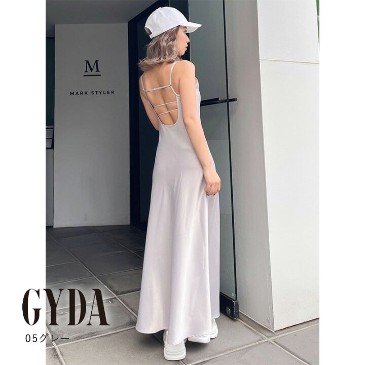 楽天市場】【即納】バックオープンサテンキャミロングワンピース GYDA 