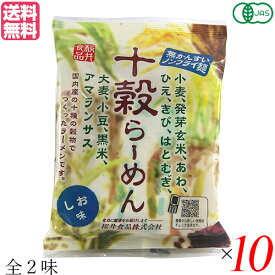 【4/25(木)限定！楽天カードでポイント6倍！】ラーメン らーめん インスタントラーメン 桜井食品 十穀らーめん(ノンフライ麺) しお・しょうゆ 10袋セット 送料無料