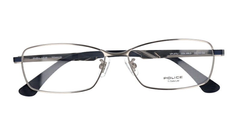 POLICE ポリス vpl975j 0sld シルバー ネイビー 銀 紺 眼鏡 メガネ 知的 ビジネス 都会的 チタン メガネフレーム メンズ  レディース 男性用 女性用 ロゴ | メガネサングラスのDOURAKU
