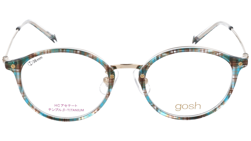 楽天市場】gosh ゴッシュ gos-1016-1 グリーン チェック柄 メガネ 眼鏡