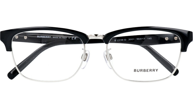 バーバリー メガネ b2238d 3001 ブラック 黒 シルバー 銀 burberry 眼鏡 プラスチック メンズ レディース 男性用 女性用  ギフト プレゼント ロゴ | メガネサングラスのDOURAKU