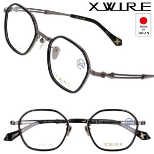 エクスワイア メガネ XWIRE XW-2007 col.3 ブラック 黒 黒縁 ガンメタル 眼鏡 メガネフレーム 眼鏡フレーム チタン TITANIUM チタンフレーム 日本製 made in japan シンプル 知的 かっこいい オシャレ ビ