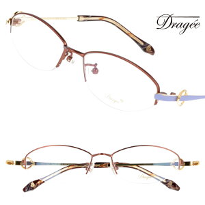 Doragee ドラジェ ring-half-05 ブラウン ゴールド ブルー メガネ 眼鏡 メガネフレーム 眼鏡フレーム お洒落 オシャレ シンプル レディース 女性用 高級感 日本製 鯖江 made in japan 送料無料