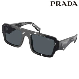 PRADA プラダ サングラス 0PRA05SF 15O70B 55サイズ ブラック 黒 柄 ダークグレー スクエア レクタングル prada 正規品 UVカット 紫外線カット 紫外線対策 ブランドサングラス メンズ 男性用 おしゃれ かっこいい モード 旅行 送料無料