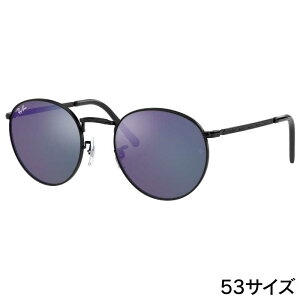 Ray-Ban レイバン RB3637 002/G1 53□21 NEW ROUND ラウンド ブルー ミラーレンズ ブラック 黒 Ray-Ban 国内正規 LUXOTTICA 保証書付き サングラス UVカット 紫外線カット 日焼け防止 男女兼用 ユニセックス