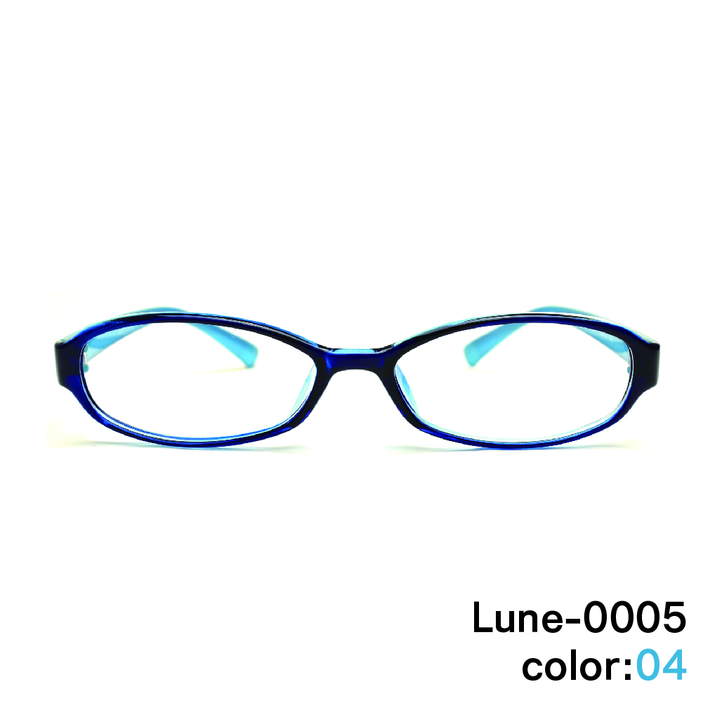 メガネ屋さんが選んだコスパ高メガネ LUNE-0005-col04 スカイブルー 度入りレンズ 日本製メガネ拭き 布ケース付 ブルーライトカット 伊達 度なし 家用