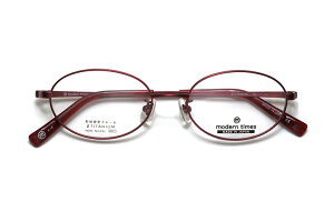 【レンズ付メガネ】ModernTimes MT 1191-2 クリーミーレッドマット【オーバル系】【βチタン素材】【安心の完全ノンニッケル仕様】【日本製眼鏡】伊達メガネ【リーディンググラス/老眼鏡/遠近