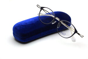 【フレーム単品メガネ】Dragee ドラジェ Tresse Pant 01 ネイビー/ゴールド+グリーン【ボストン系】【チタン】【日本製眼鏡】【紺】【おしゃれフレーム】