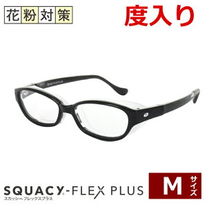 度入り対応 レンズつき スカッシーフレックスプラス メガネ Mサイズ ブラック ブルー パープル ブラウン 標準サイズ 花粉 ほこり ハウスダスト 防塵 飛沫 予防 ウイルス ドライアイ ゴーグル
