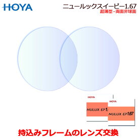持ち込みフレームのレンズ交換　HOYA製　ニュールックスイーピー1.67VP　高品質レンズ　1.67超薄型　両面非球面　（2枚1組）　（NULUXEP1.67VP）
