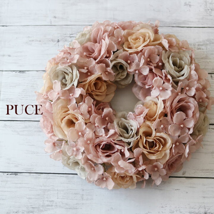 楽天市場】造花 リース ローズ 薔薇 あじさい かわいい おしゃれ  