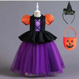 3点セット ハロウィン 衣装 子供 魔女 コスプレ 帽子キッズ 子供 女の子 魔女 巫女 仮装 子供発表会 演出服 ドレス ワンピース 長袖 七分袖 ハロウィン コスプレ 衣装 コスチューム ウィッチ 天使 お姫様 花嫁 おばけ ハロウィーン 飾り 可愛い