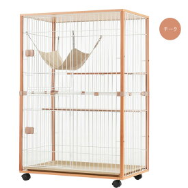 ★楽天1位入賞★猫 ケージ キャットケージ 木製フレーム ハンモック付 広々 2段 猫 キャスター付 猫ゲージ おしゃれ キャットハウス ネコ ハウス 多段 留守番 保護 脱走防止 多頭飼い キャットハウス ペット用品 猫用品 スチール ペットケージ ナチュラル 組み立て簡単