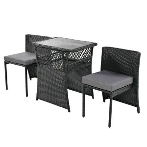 【コンパクト収納】ガーデンファニチャー 3点セット 4色 ピッタリ収納 ガーデン クッション付き ラタン調 テーブルセット ガーデン テーブル ソファー チェアー リゾート 家具 樹脂 アウト