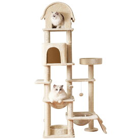 【新作登場】キャットタワー 据え置き 多頭飼い 高さ174cm 2つ宇宙船付き 階段付き 隠す家 ポンポンおもちゃ 木製 麻紐 運動不足解消 頑丈 ペット用品 猫ベッド 安定感抜群 爪とぎポール ネコハウス 組立簡単 ペット 大型猫 子猫 ねこ 省スペース 猫用品 ペット用品 送料無料