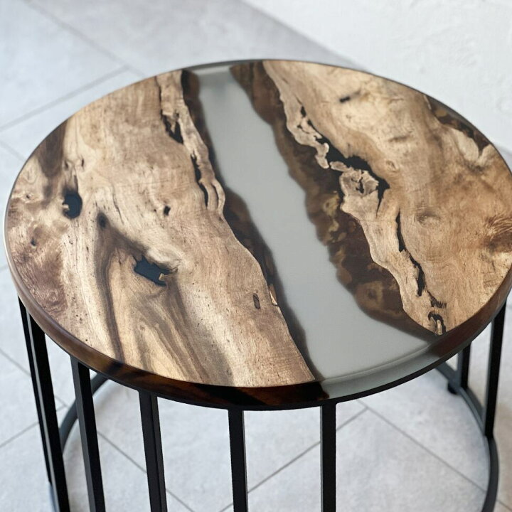 楽天市場】銘木屋 レジン テーブル サイドテーブル 丸テーブル  