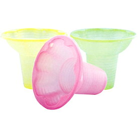 かき氷カップ プラスチックカップ PS・プチフラワー 3色アソート 150個【かき氷カップ 業務用 カップ かき氷容器 かき氷カップ 使い捨て 容器 皿 おしゃれ アイスカップ おすすめ 氷入りカップ 人気】