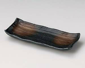【まとめ買い10個セット品】和食器 ヤ140-168 新黒備前渕波さんま皿【キャンセル/返品不可】
