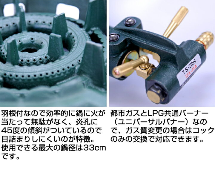 楽天市場】業務用鋳物二重ガスコンロセットTS-210H LPG(プロパンガス 