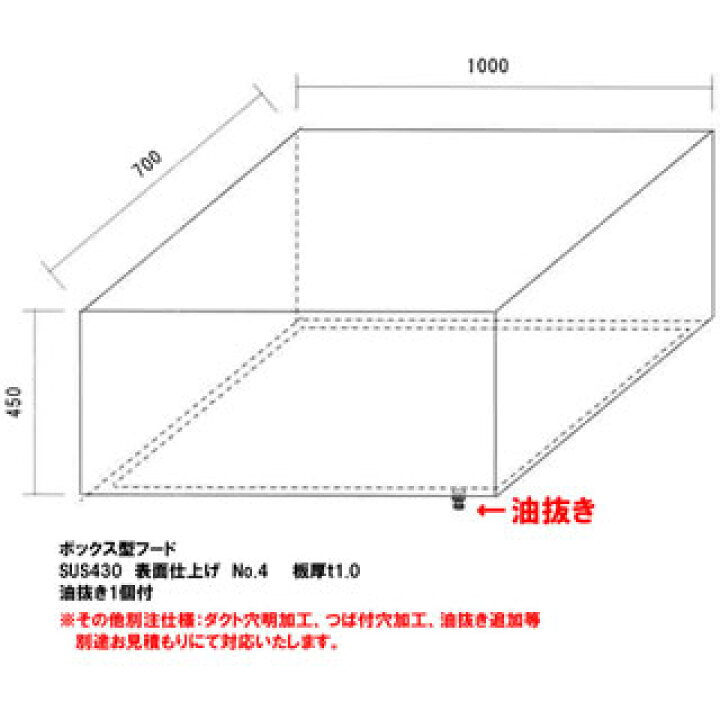楽天市場】厨房用ステンレスフード W1000×D700×H450 油抜き付き 【施工 