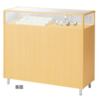 木製ショーケースカウンターW120cmエクリュ【メーカー直送/代金引換決済不可】【店舗什器パネル壁面小物ディスプレー店舗備品】
