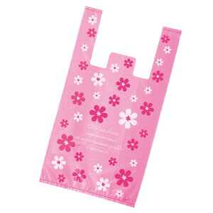 【まとめ買い10個セット品】レジ袋 ピンクフラワー 24×45(31)×横マチ14 100枚 61-430-80-2 【 店舗什器 小物 ディスプレー ギフト ラッピング 包装紙 袋 消耗品 店舗備品 】【メイチョー】