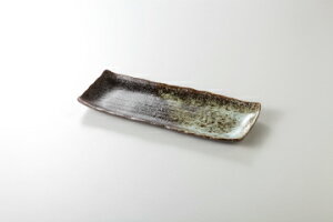 和食器 黒油滴白吹 長角皿 37K160-16 まごころ第37集 【キャンセル/返品不可】【メイチョー】