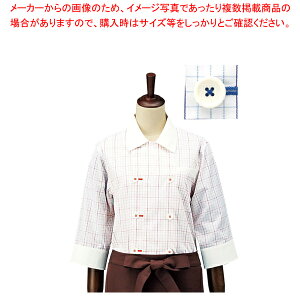 チェック コックシャツ・レギュラーカラー SBK4100 ブルー L【厨房用品 調理器具 料理道具 小物 作業 白衣 ユニホーム 厨房用品 調理器具 料理道具 小物 作業 業務用】【メイチョー】