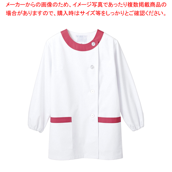 女性用調理衣長袖 1-093 白／ピンク LL【メイチョー】