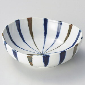 【まとめ買い10個セット品】和食器 タ073-538 藍十草楕円35鉢【メイチョー】