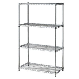 【まとめ買い10個セット品】ワイヤーラック D45cmタイプ キャスター無し H151cm 4段 D45.7cm W90.7cm 61-62-5-2 【店舗什器 パネル ディスプレー 棚 店舗備品】【メイチョー】