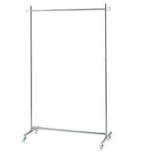 【まとめ買い10個セット品】プッシュ式シングルハンガーW90cm タイプ Cr サイズ:W102×D41×H112〜174cm 材質:スチール製 シルバー 耐荷重:30kg 61-797-85-3 【 店舗什器 ハンガーラック シングルハンガー