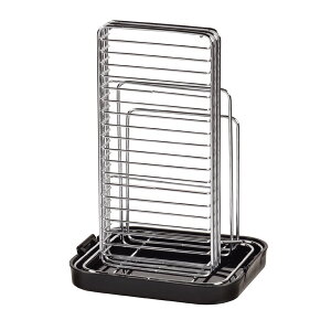 パール金属 シンプルストレージ 包丁・まな板スタンド(ブラック)【まな板 スタンド ブラック 黒 包丁 収納 シンプル キッチン用品 防サビ加工 衛生的 家庭用】【厨房館】