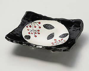 和食器 オ034-098 黒織部南天角向付【厨房館】