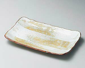 和食器 ロ146-078 白油滴刷毛ナデ角7寸皿【厨房館】