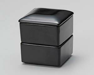 【まとめ買い10個セット品】和食器 チ300-258 黒釉四角二段重【キャンセル/返品不可】【厨房館】