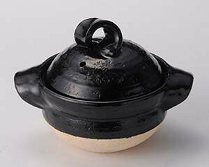 【まとめ買い10個セット品】和食器 メ406-278 黒釉一人用御飯鍋【キャンセル/返品不可】【厨房館】