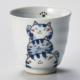 和食器 ハ379-158 猫づくし湯呑(青)【厨房館】