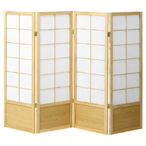 和風衝立 4連 H120cm ナチュラル 61-354-8-1 【メーカー直送/代金引換決済不可】【店舗什器 パネル ディスプレー 棚 店舗備品】【厨房館】