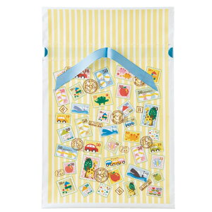 プチスタンプ リボン付きギフトバッグ 31×48(36.5)×底マチ8 10枚 61-261-2-2 【店舗備品 包装紙 ラッピング 袋 ディスプレー店舗】【厨房館】