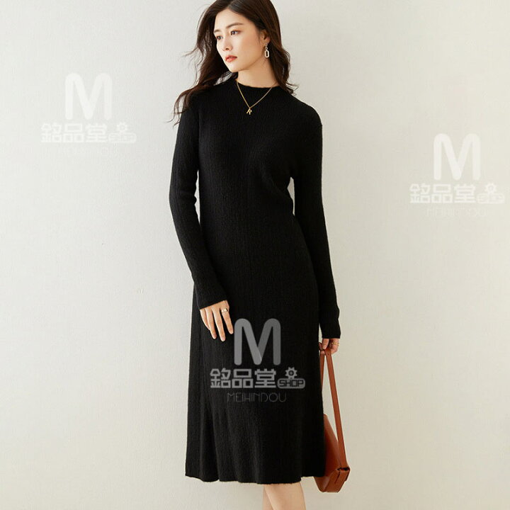 楽天市場】カシミヤ100% ロング丈 ワンピース カシミア 春 秋 冬 長袖 