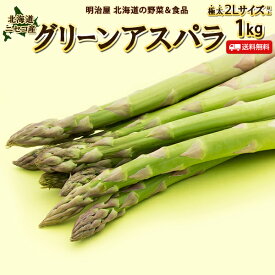 ★500円OFFクーポン発行中★【5月下旬-6月中旬お届け】太い！アスパラ 送料無料 1kg 2Lサイズ以上 極太 北海道 ニセコ産 低農薬栽培 グリーンアスパラ 朝採り直送 クール便 ギフト アスパラガス 冷蔵便 野菜ギフト 野菜