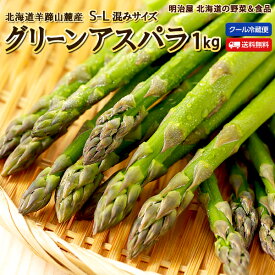 【予約商品】【5月下旬-6月中旬お届け予定】アスパラ 送料無料 1kg S〜L混みサイズ 北海道羊蹄山麓産 グリーンアスパラ 朝採り直送 クール便 ギフト アスパラガス 冷蔵便 野菜ギフト 野菜 お中元ギフト■グリーンアスパラ●